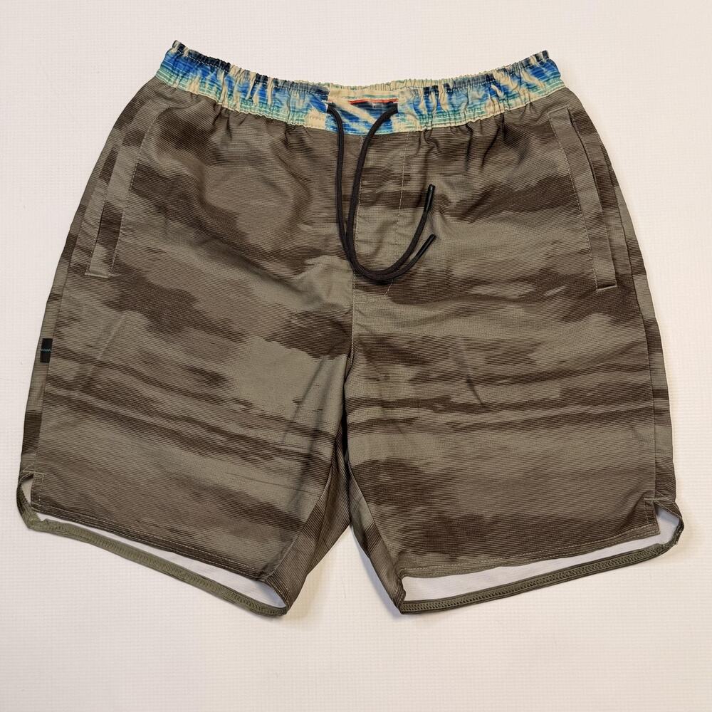 Stance Swim Trunks Shorts Mens Small Brown Striped Lined Elastic Waist Pockets